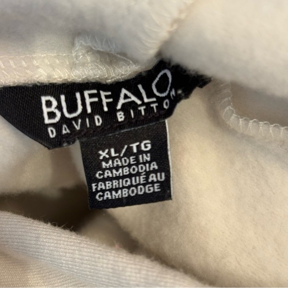 🛍️3/$30 Buffalo David Bitton women’s white hooded pullover sweatshirt size XL - Picture 4 of 7
